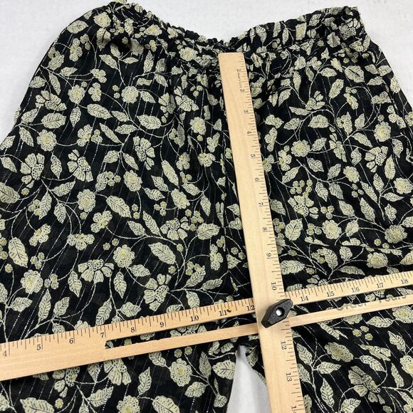ZARA Wide Leg Pants Floral Elastic High Waisted Flowy Semi Sheer Pockets SMALL - Picture 8 of 13